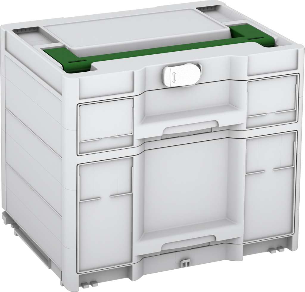 Systainer³ Sortainer/2 M 337, Light Grey with Emerald Green lid handle and White catches