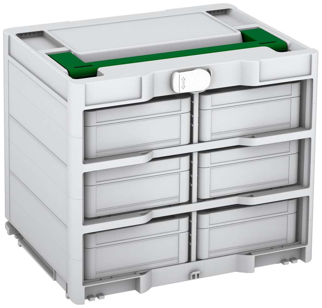 Systainer³ Rack/6 M 337, Light Grey with Emerald Green lid handle and White catches