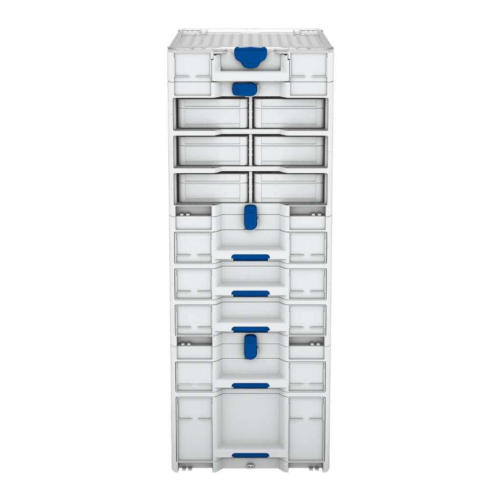 Workshop Starter Stack, Light Grey with Signal Blue catches