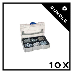 10x MINI-systainer T-Loc I with transparent lid and 6 division insert, Light Grey