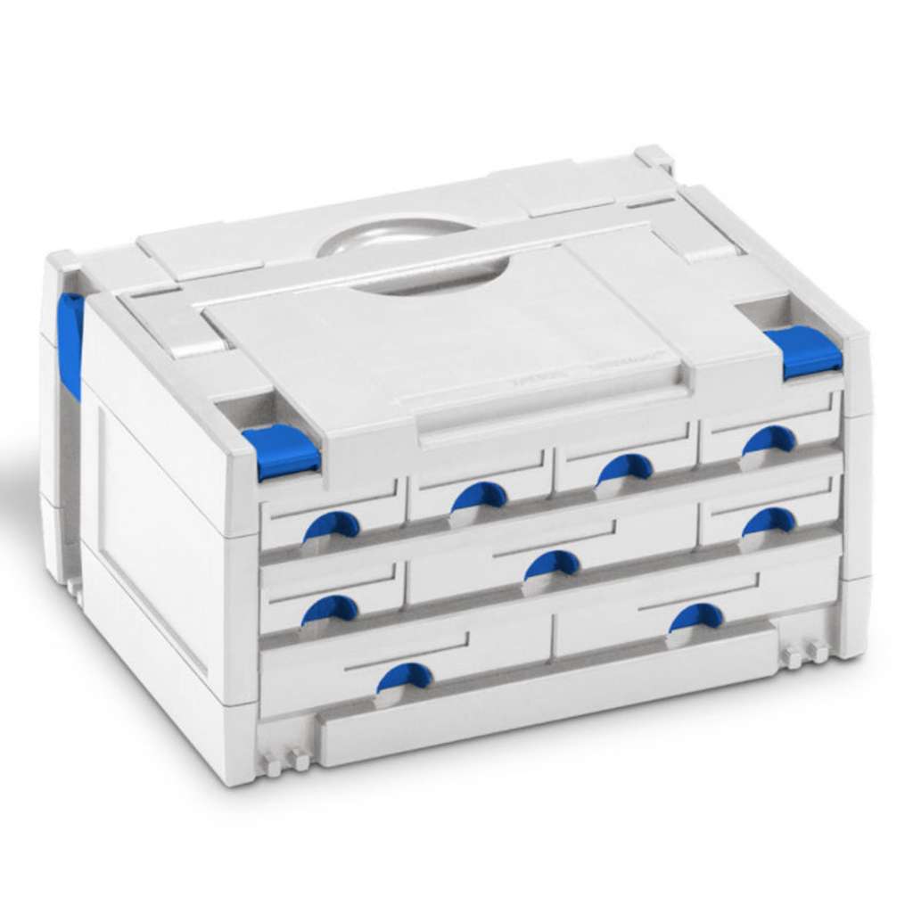Drawer-systainer III, variant 2 light grey, Light Grey with Signal Blue catches