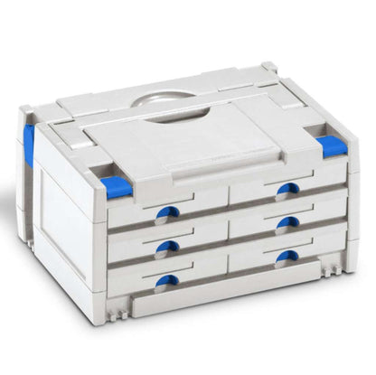 Drawer-systainer III, variant 4 light grey, Light Grey with Signal Blue catches