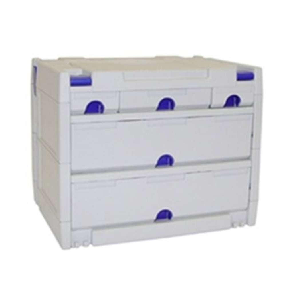 Drawer-systainer IV light grey, Light Grey with Signal Blue catches