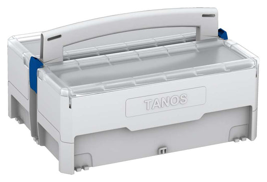 systainer Storage-Box, Light Grey with Transparent lid and Signal Blue catches