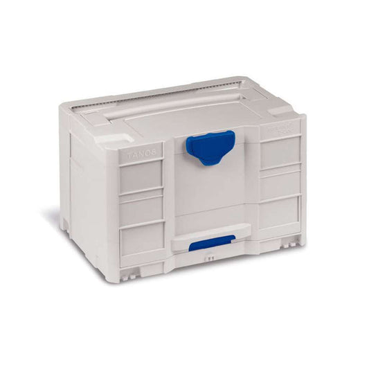 systainer T-Loc SYS-Combi II, Light Grey with Signal Blue catches