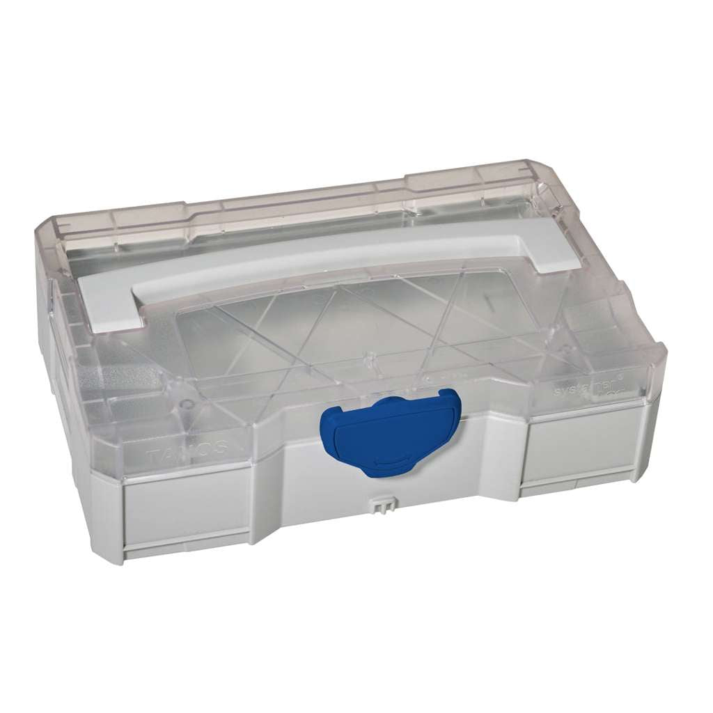 MINI-systainer T-Loc I, Light Grey, Transparent Lid, Light Grey with Transparent lid and Signal Blue catches