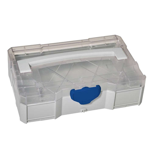 MINI-systainer T-Loc I, Light Grey, Transparent Lid, Light Grey with Transparent lid and Signal Blue catches