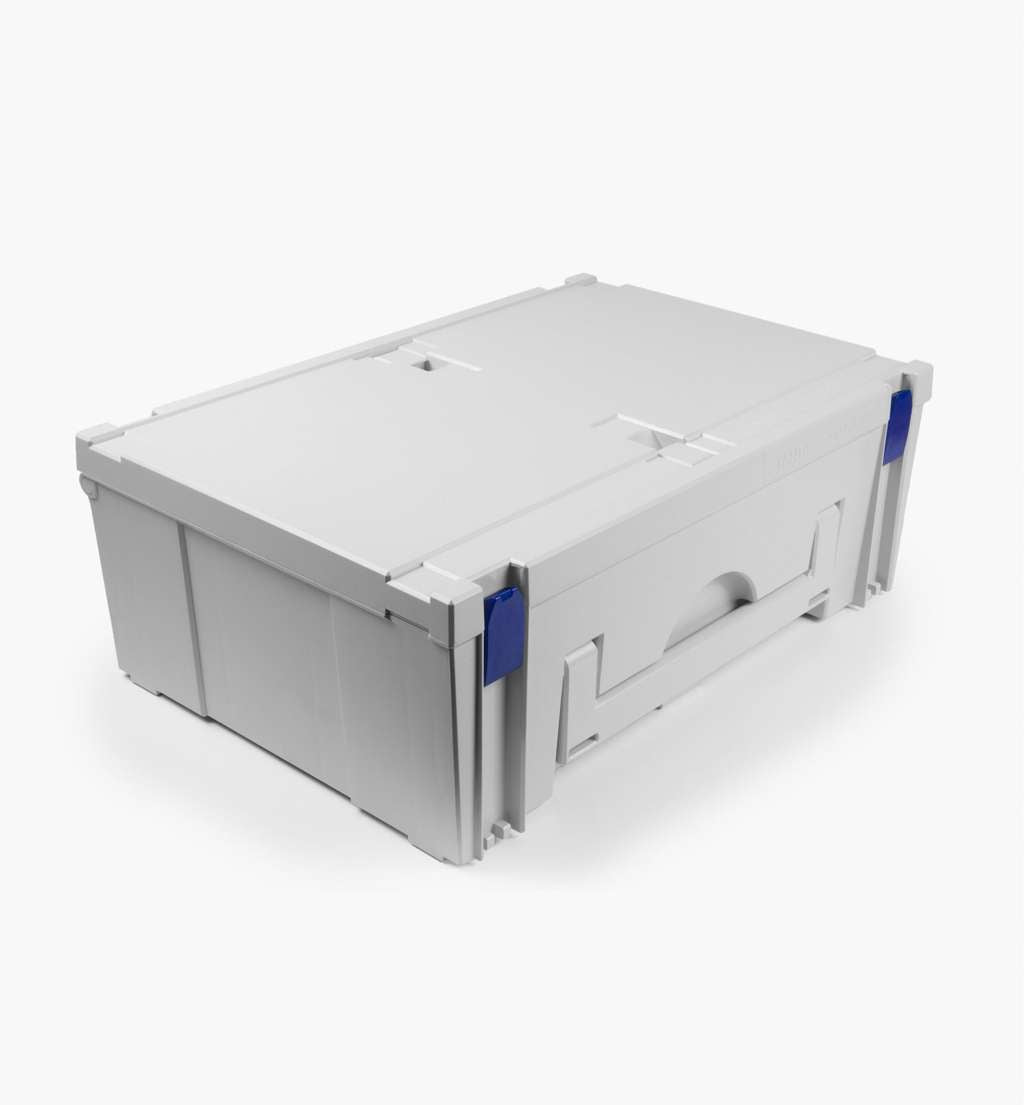 MAXI-systainer III, Light Grey with Signal Blue catches