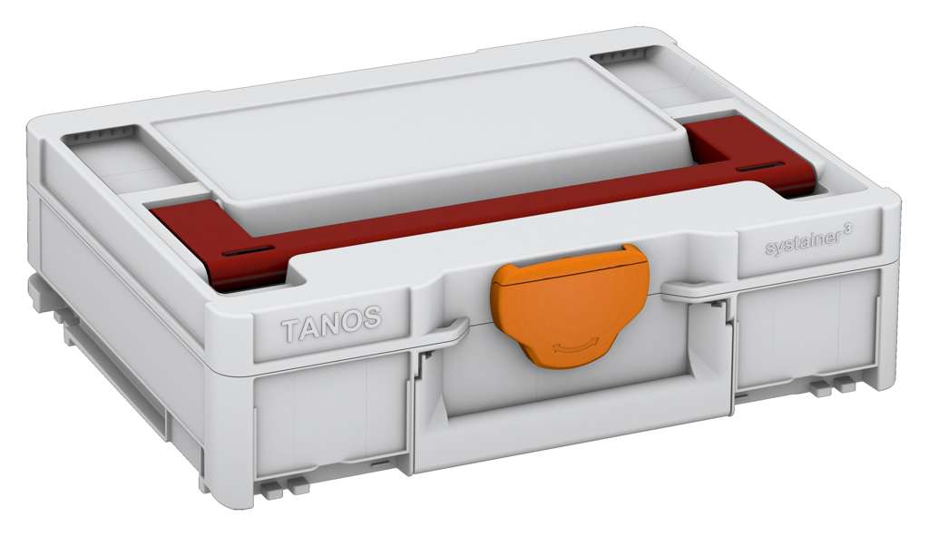 Systainer³ M 112, Light Grey with Carmine Red lid handle and Deep Orange catches