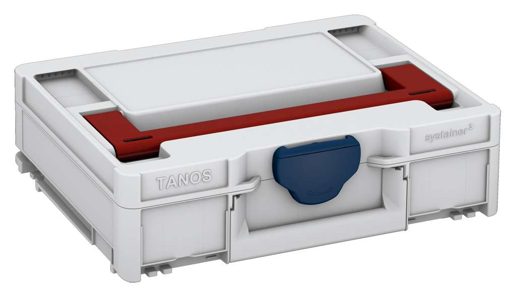 Systainer³ M 112, Light Grey with Carmine Red lid handle and Sapphire Blue catches