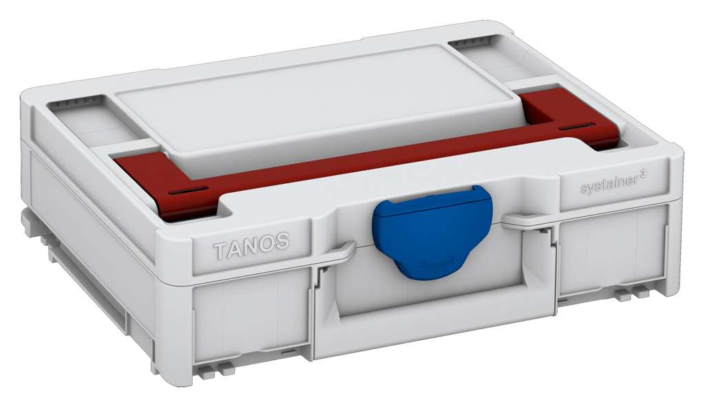 Systainer³ M 112, Light Grey with Carmine Red lid handle and Signal Blue catches