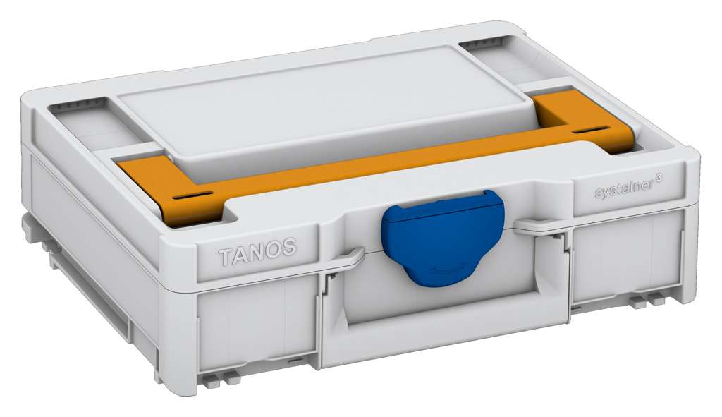 Systainer³ M 112, Light Grey with Daffodil Yellow lid handle and Signal Blue catches