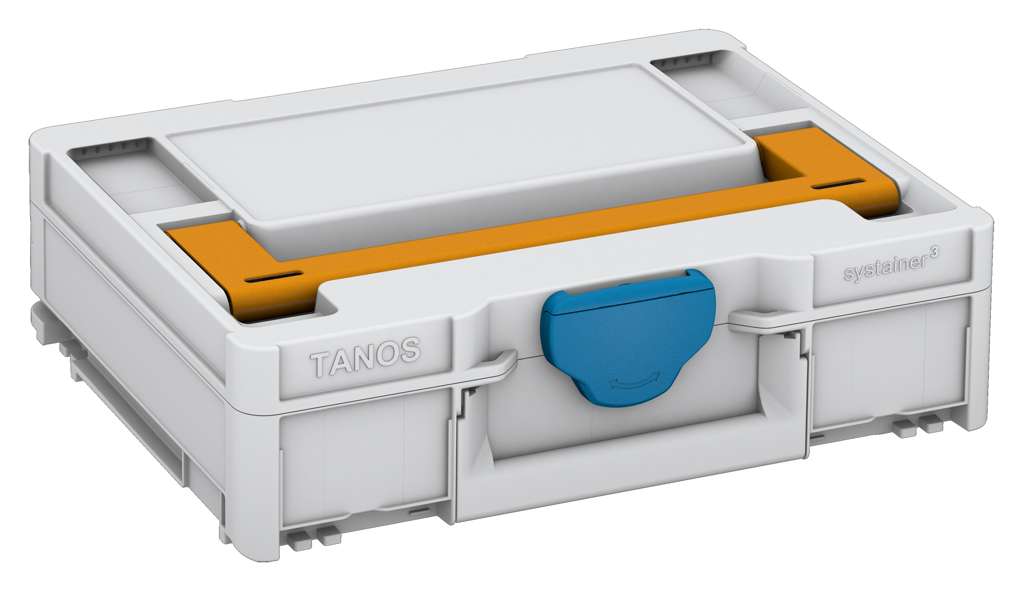 Systainer³ M 112, Light Grey with Daffodil Yellow lid handle and Sky Blue catches