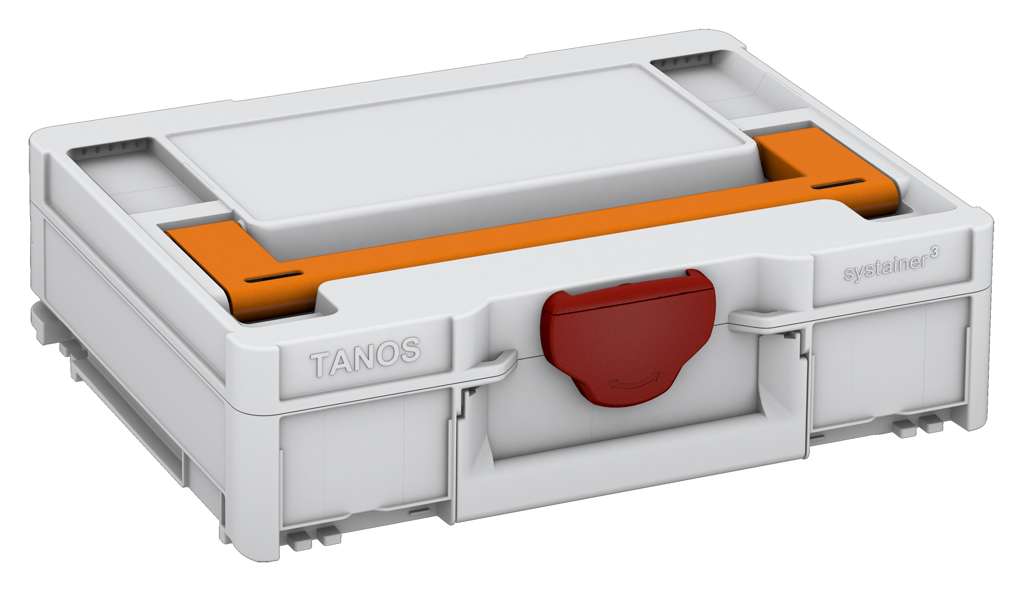Systainer³ M 112, Light Grey with Deep Orange lid handle and Carmine Red catches