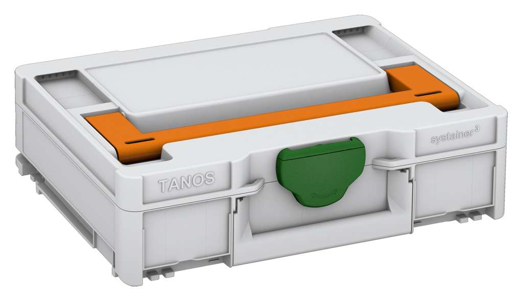 Systainer³ M 112, Light Grey with Deep Orange lid handle and Emerald Green catches