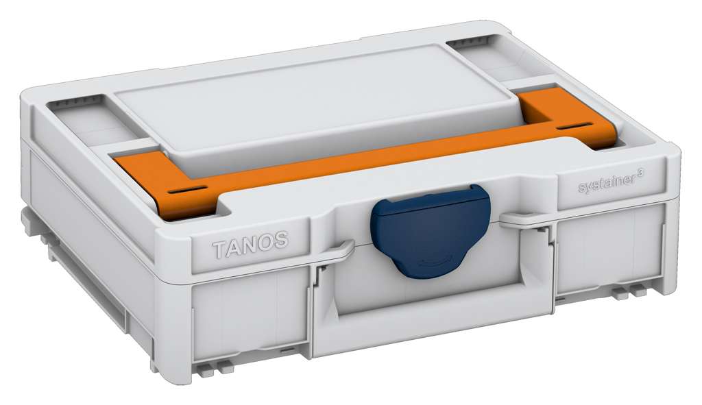 Systainer³ M 112, Light Grey with Deep Orange lid handle and Sapphire Blue catches