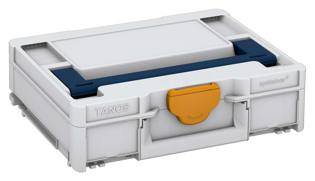 Systainer³ M 112, Light Grey with Sapphire Blue lid handle and Daffodil Yellow catches
