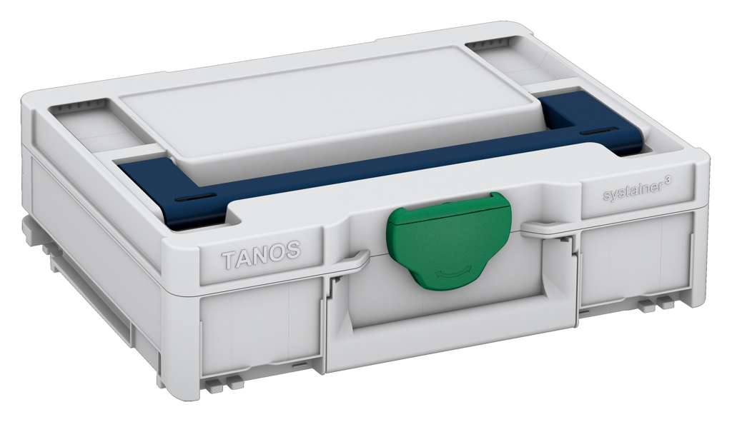 Systainer³ M 112, Light Grey with Sapphire Blue lid handle and Signal Green catches