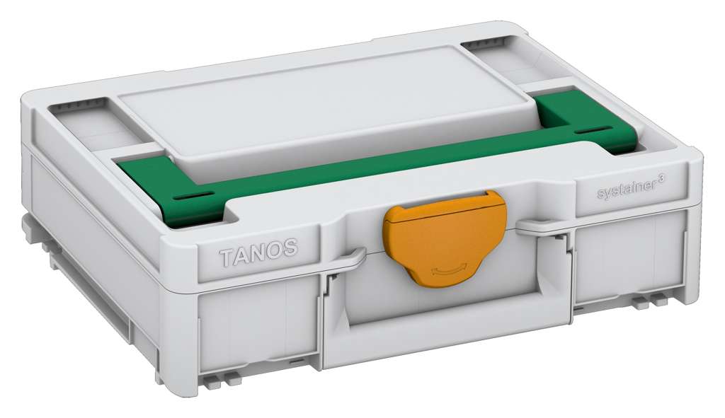 Systainer³ M 112, Light Grey with Signal Green lid handle and Daffodil Yellow catches