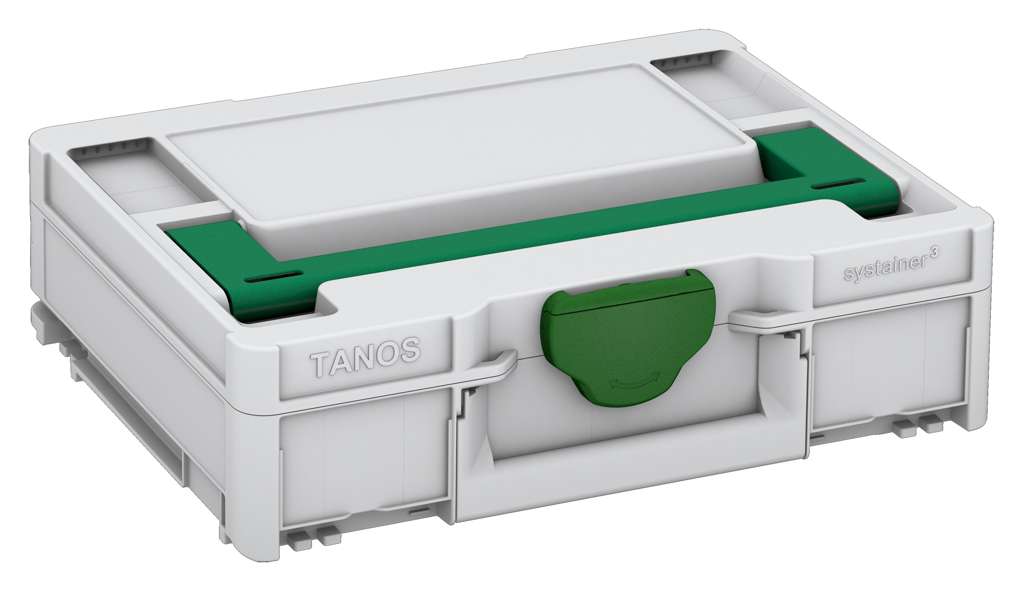 Systainer³ M 112, Light Grey with Signal Green lid handle and Emerald Green catches