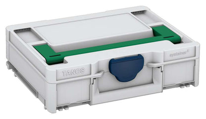 Systainer³ M 112, Light Grey with Signal Green lid handle and Sapphire Blue catches
