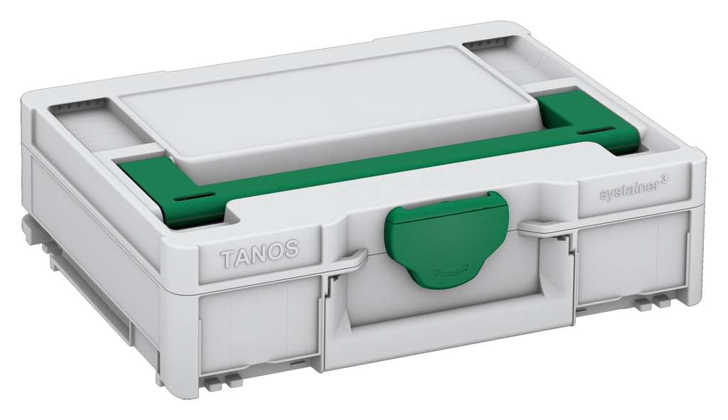 Systainer³ M 112, Light Grey with Signal Green lid handle and Signal Green catches