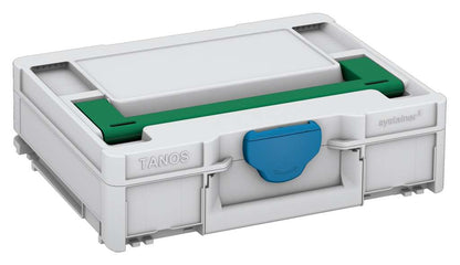 Systainer³ M 112, Light Grey with Signal Green lid handle and Sky Blue catches