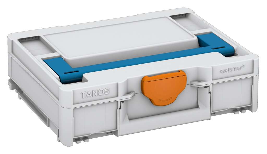 Systainer³ M 112, Light Grey with Sky Blue lid handle and Deep Orange catches