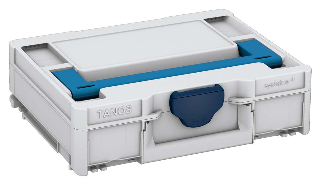 Systainer³ M 112, Light Grey with Sky Blue lid handle and Sapphire Blue catches