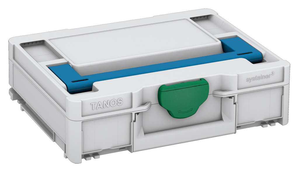 Systainer³ M 112, Light Grey with Sky Blue lid handle and Signal Green catches