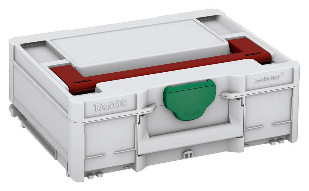 Systainer³ M 137, Light Grey with Carmine Red lid handle and Signal Green catches