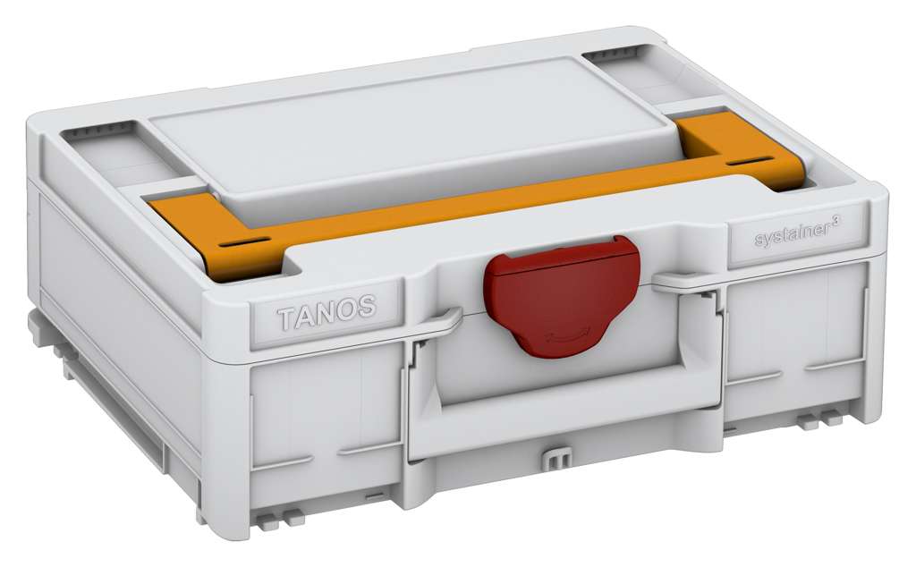 Systainer³ M 137, Light Grey with Daffodil Yellow lid handle and Carmine Red catches