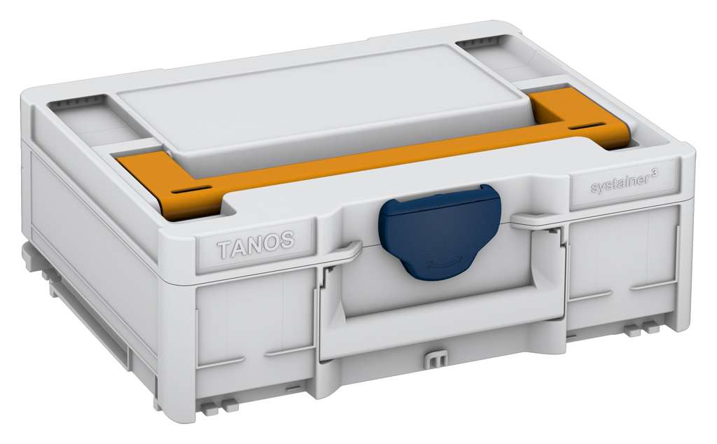 Systainer³ M 137, Light Grey with Daffodil Yellow lid handle and Sapphire Blue catches
