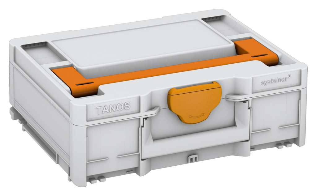 Systainer³ M 137, Light Grey with Deep Orange lid handle and Daffodil Yellow catches