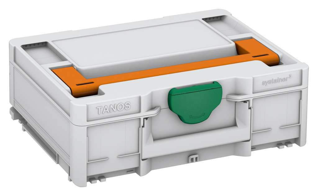 Systainer³ M 137, Light Grey with Deep Orange lid handle and Signal Green catches