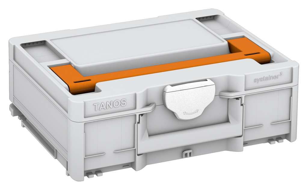 Systainer³ M 137, Light Grey with Deep Orange lid handle and White catches