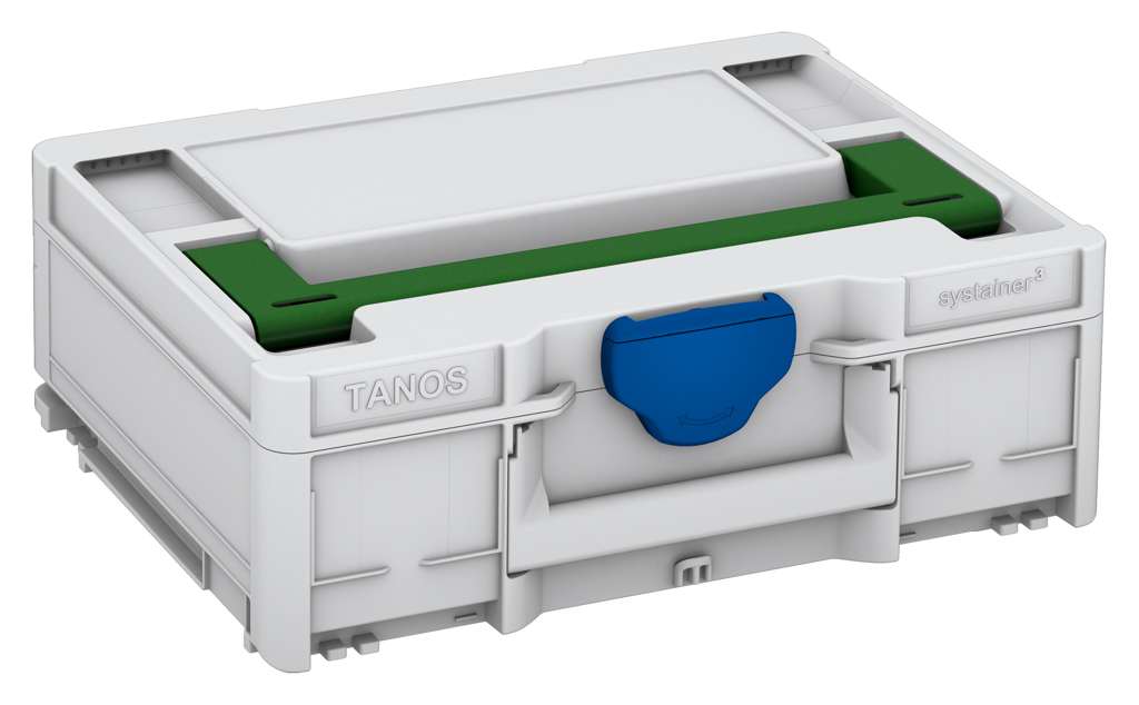 Systainer³ M 137, Light Grey with Emerald Green lid handle and Signal Blue catches