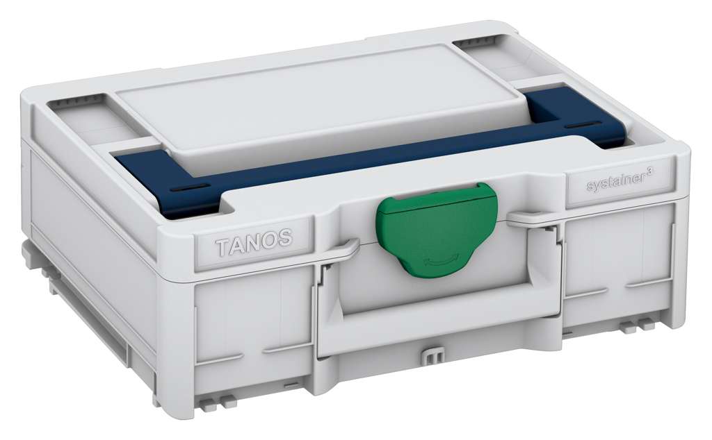Systainer³ M 137, Light Grey with Sapphire Blue lid handle and Signal Green catches