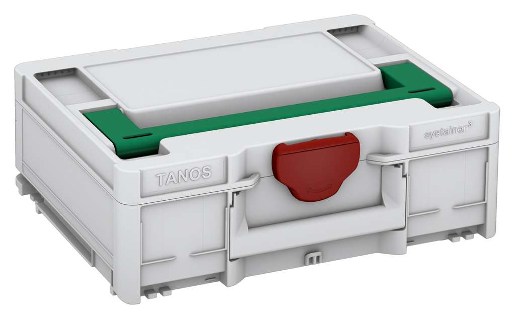 Systainer³ M 137, Light Grey with Signal Green lid handle and Carmine Red catches