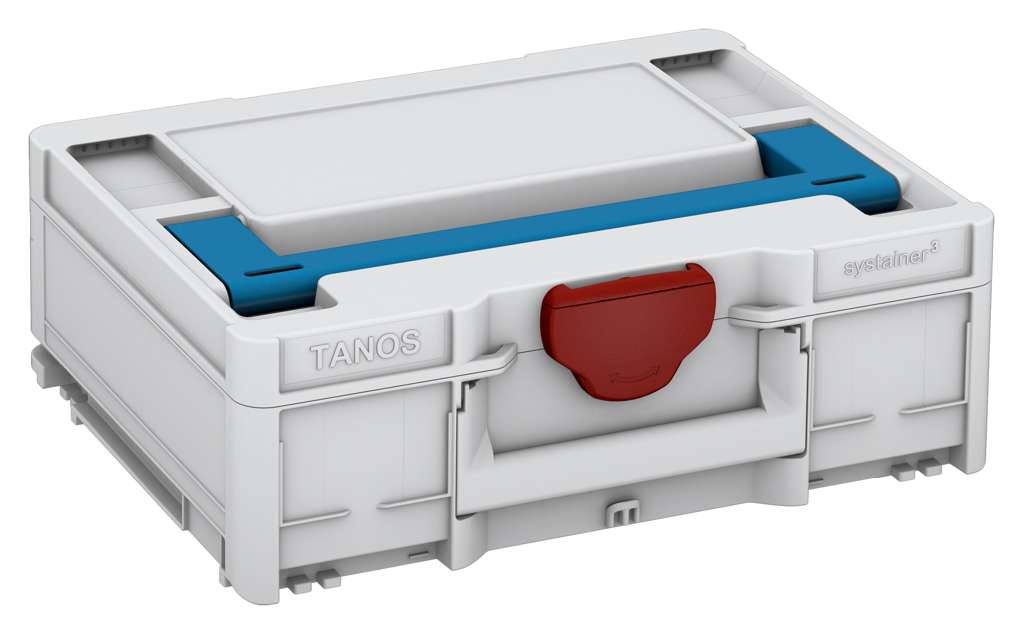 Systainer³ M 137, Light Grey with Sky Blue lid handle and Carmine Red catches