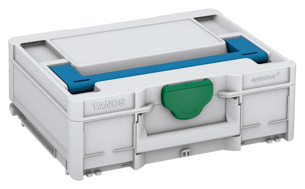 Systainer³ M 137, Light Grey with Sky Blue lid handle and Signal Green catches