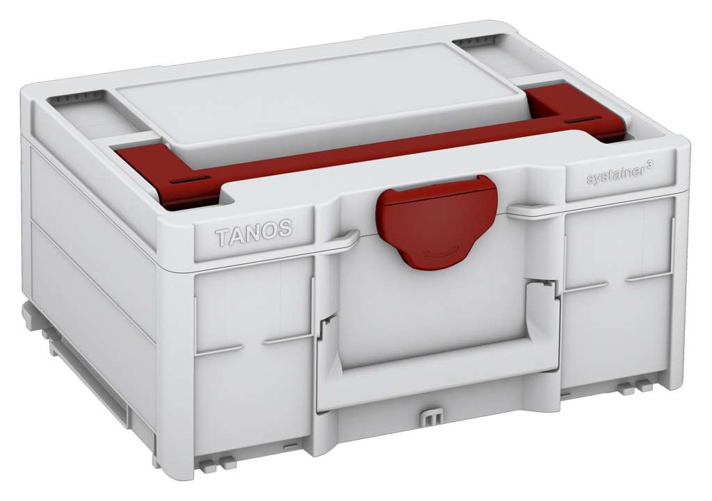 Systainer³ M 187, Light Grey with Carmine Red lid handle and Carmine Red catches