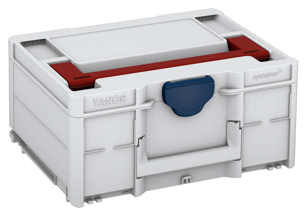 Systainer³ M 187, Light Grey with Carmine Red lid handle and Sapphire Blue catches