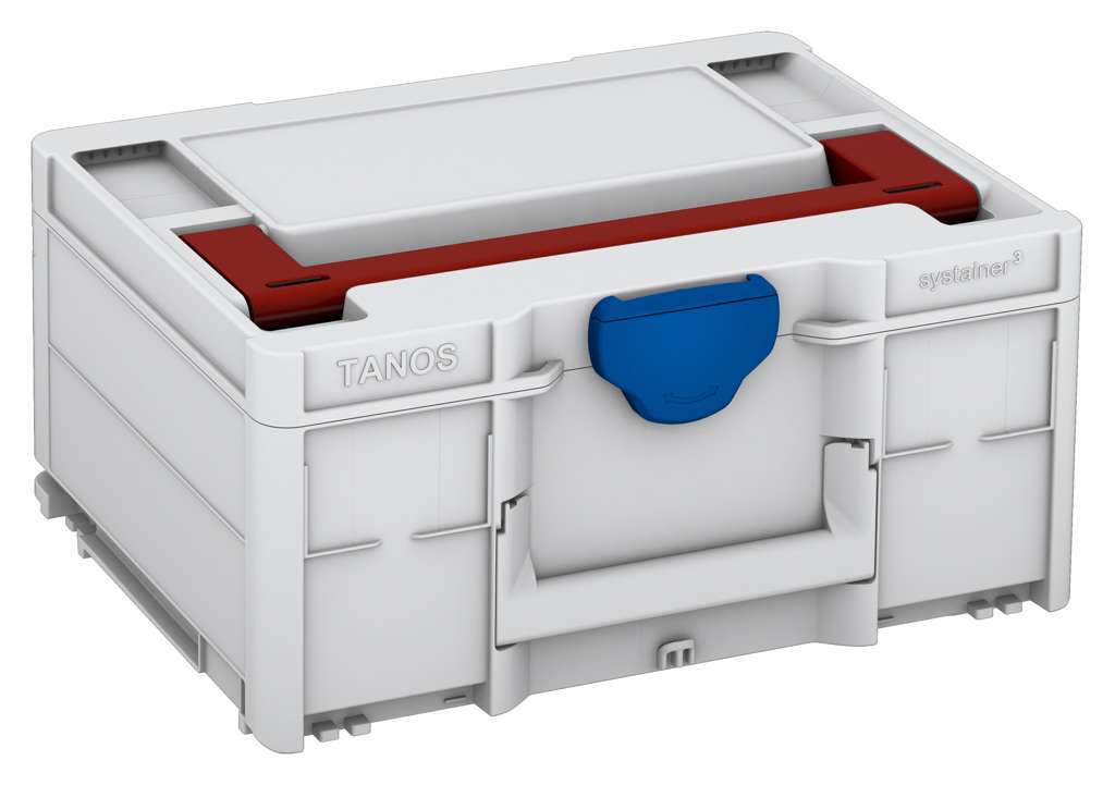 Systainer³ M 187, Light Grey with Carmine Red lid handle and Signal Blue catches