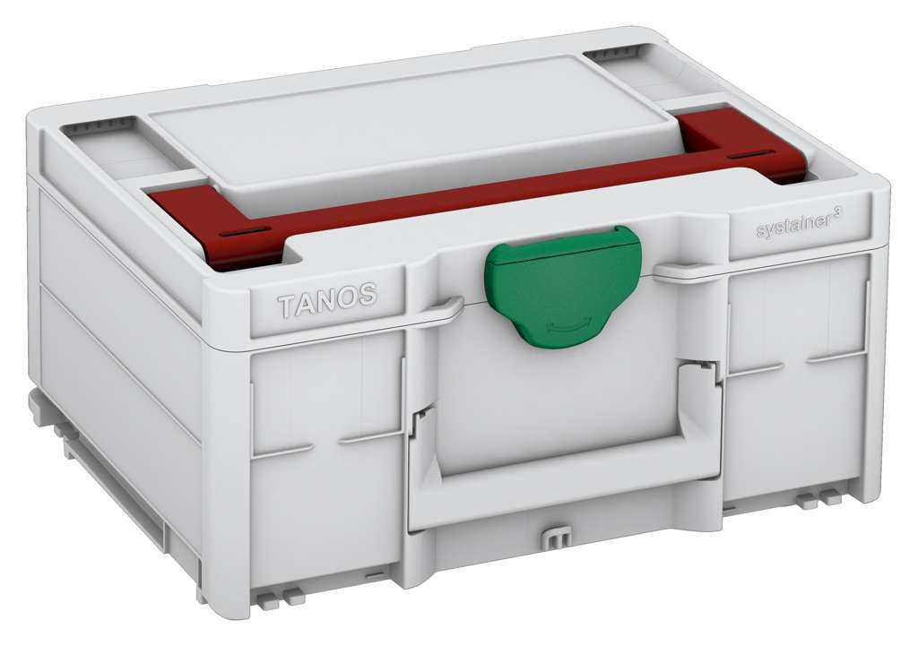 Systainer³ M 187, Light Grey with Carmine Red lid handle and Signal Green catches