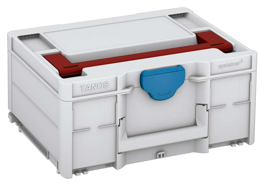 Systainer³ M 187, Light Grey with Carmine Red lid handle and Sky Blue catches