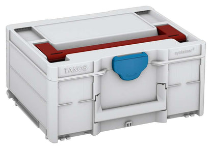 Systainer³ M 187, Light Grey with Carmine Red lid handle and Sky Blue catches