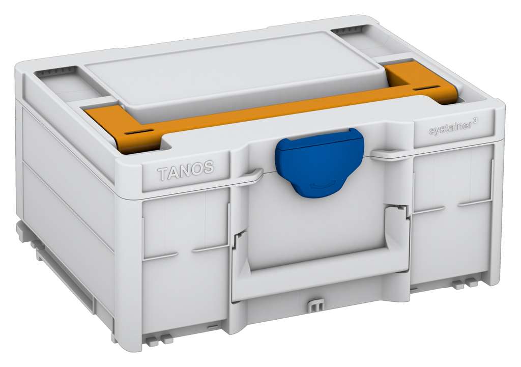 Systainer³ M 187, Light Grey with Daffodil Yellow lid handle and Signal Blue catches