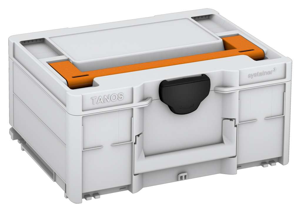 Systainer³ M 187, Light Grey with Deep Orange lid handle and Black catches