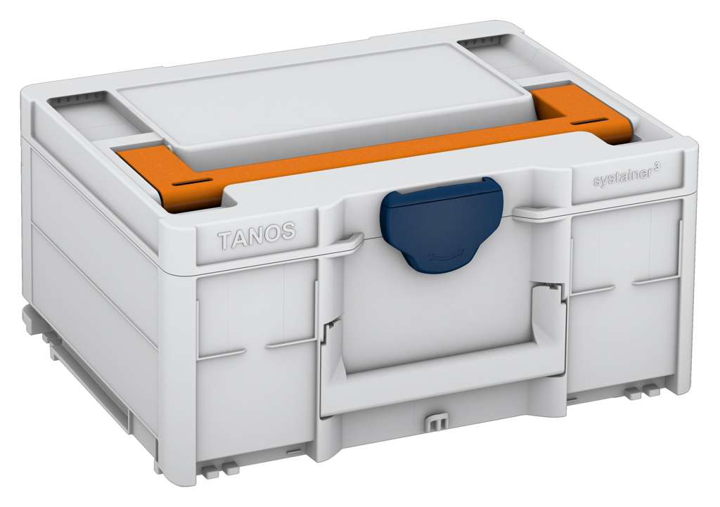 Systainer³ M 187, Light Grey with Deep Orange lid handle and Sapphire Blue catches